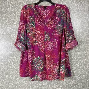 Lane Bryant Purple Floral Blouse